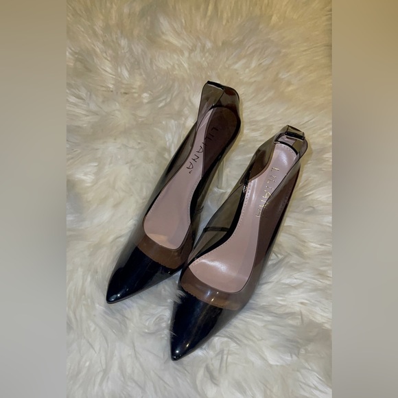 ✨JUST IN✨ NWT- LILIANA Sexy Black Pointy Close Toe Clear High Heels SIZE 8 - Picture 3 of 8
